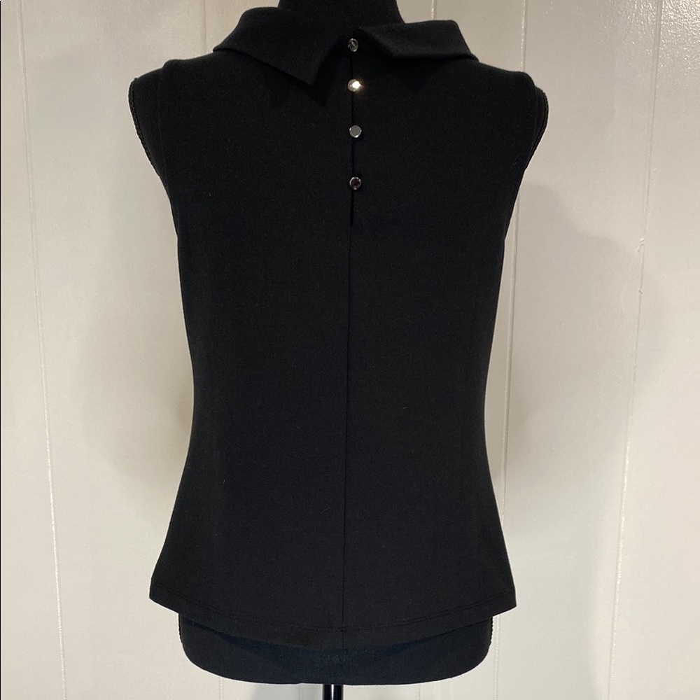 Banana Republic Top Tank Modern Sleeveless Black Silver Button Size Extra Small - Picture 8 of 10